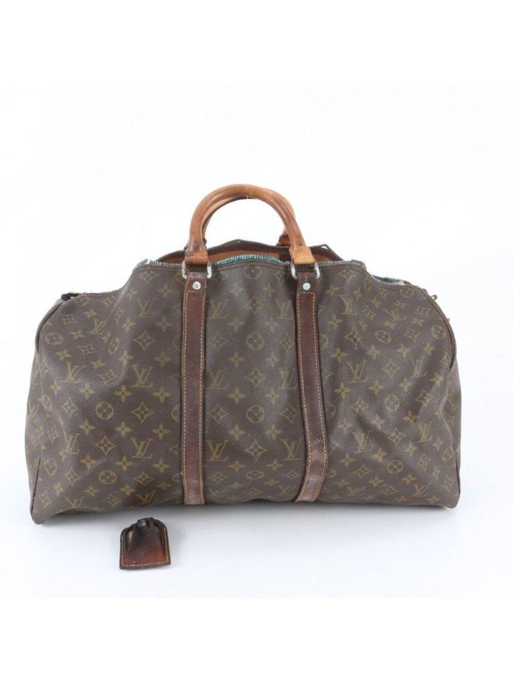 Louis Vuitton Monogram Keepall 50 Leather Boston Bag Tote Carry